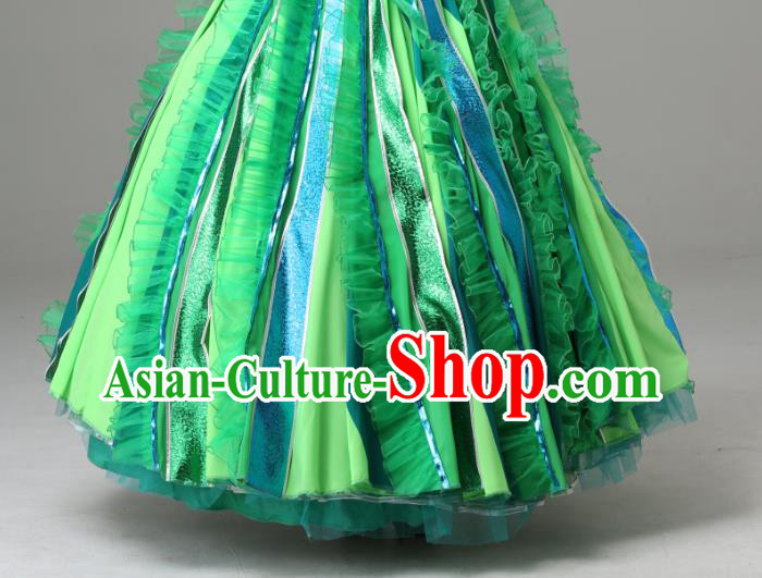 Traditional Chinese Opening Dance Green Dress Modern Dance Stage Performance Costume for Women