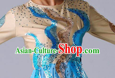 Traditional Chinese Classical Dance Blue Outfits Fan Dance Dress Umbrella Dance Stage Performance Costume for Women