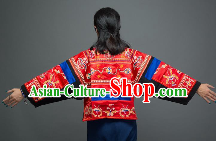 Traditional Chinese Embroidered Red Short Overcoat Dress National Costume Tang Suit Upper Outer Garment for Women