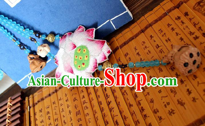 Chinese Handmade Miao Nationality Embroidered Lotus Collar Accessories Traditional Minority Ethnic Necklace for Women