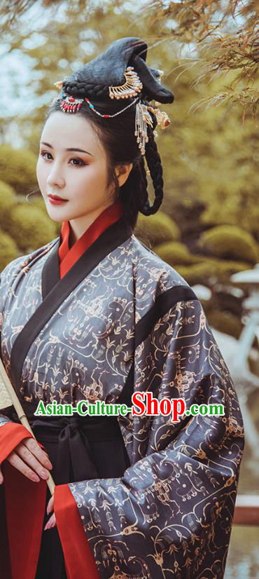 Traditional Chinese Jin Dynasty Imperial Concubine Hanfu Dress Apparels Ancients Noble Woman Historical Costumes Blouse and Skirt Complete Set