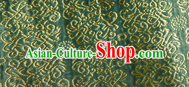 Chinese Traditional Scroll Grass Pattern Design Green Brocade Fabric Tapestry Cloth Asian Silk Material
