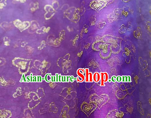 Chinese Traditional Heart Shape Pattern Design Violet Veil Fabric Grenadine Cloth Asian Gauze Material