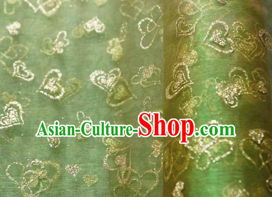 Chinese Traditional Heart Shape Pattern Design Olive Green Veil Fabric Grenadine Cloth Asian Gauze Material