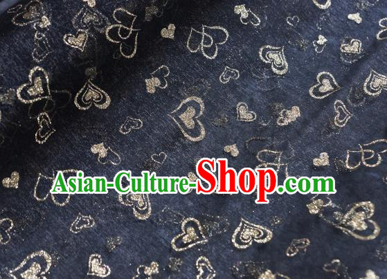 Chinese Traditional Heart Shape Pattern Design Black Veil Fabric Grenadine Cloth Asian Gauze Material