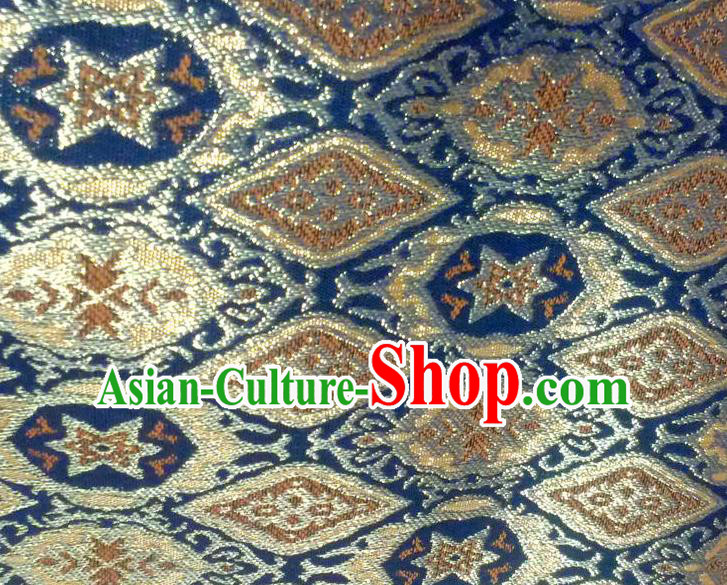 Chinese Traditional Diamond Pattern Design Navy Brocade Fabric Tapestry Cloth Asian Silk Material