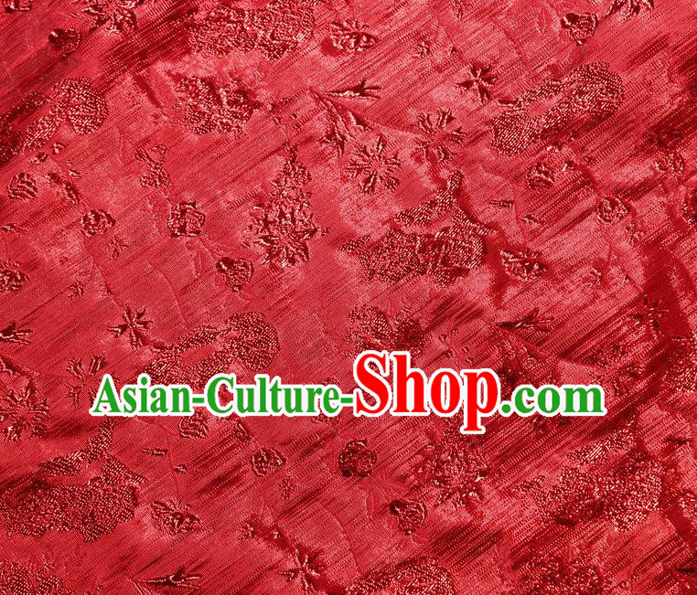 Chinese Traditional Snowflake Pattern Design Red Brocade Fabric Tapestry Cloth Asian Silk Material
