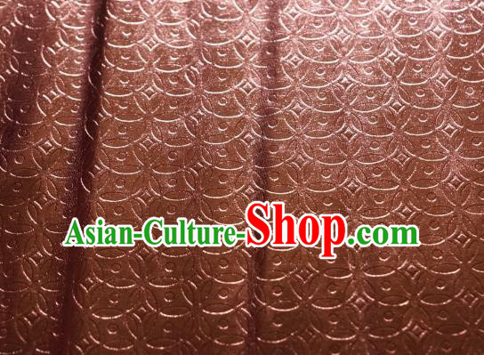Chinese Traditional Copper Cash Pattern Design Brown Spandex Fabric Cloth Material Asian Dress Anaglyph Drapery
