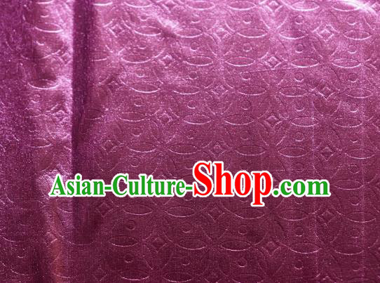 Chinese Traditional Copper Cash Pattern Design Deep Pink Spandex Fabric Cloth Material Asian Dress Anaglyph Drapery