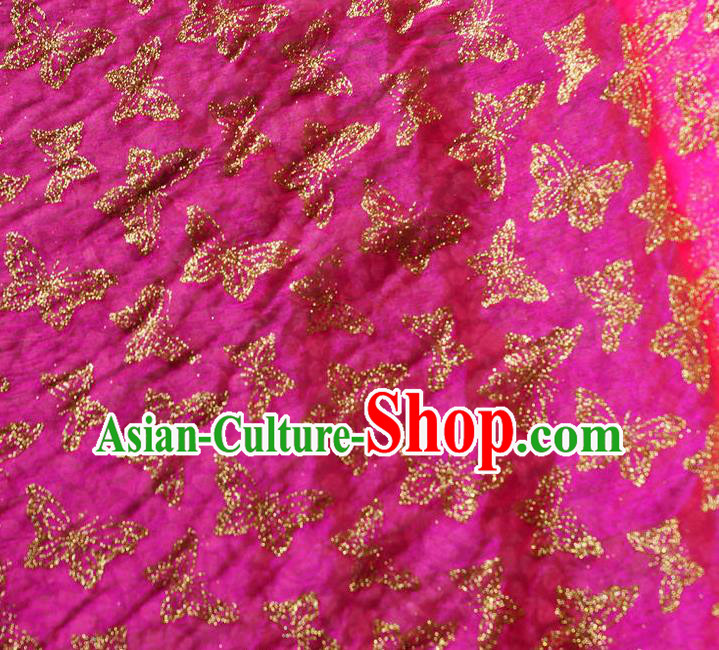 Chinese Traditional Butterfly Pattern Design Rosy Veil Fabric Cloth Organdy Material Asian Dress Grenadine Drapery