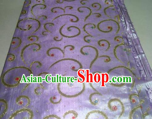 Chinese Traditional Gilding Pattern Design Lilac Satin Fabric Cloth Silk Crepe Material Asian Dress Drapery