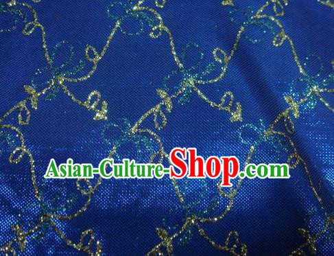 Chinese Traditional Gilding Bowknot Pattern Design Royalblue Satin Fabric Cloth Crepe Material Asian Dress Brocade Drapery