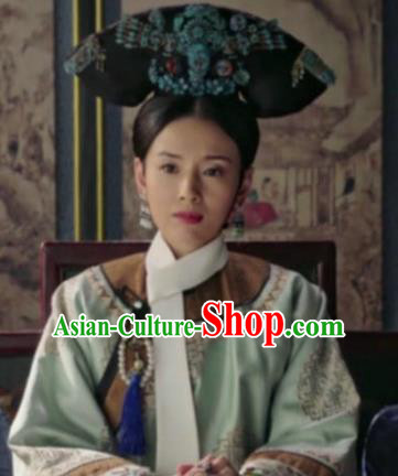 Chinese Traditional Qing Dynasty Empress Headwear Ancient Manchu Queen Flag Bun Hair Accessories