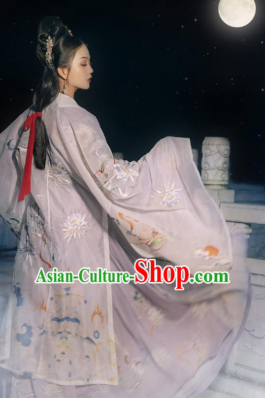 Traditional Chinese Ancient Tang Dynasty Royal Princess Hanfu Dress Apparels Embroidered Cloak Blouse and Skirt Historical Costumes Complete Set