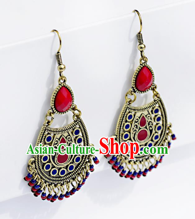 Asian India Traditional Tassel Eardrop Asia Indian Earrings Bollywood Dance Jewelry Accessories for Women