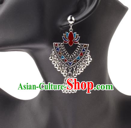 Asian India Traditional Colorful Lotus Eardrop Asia Indian Earrings Bollywood Dance Jewelry Accessories for Women