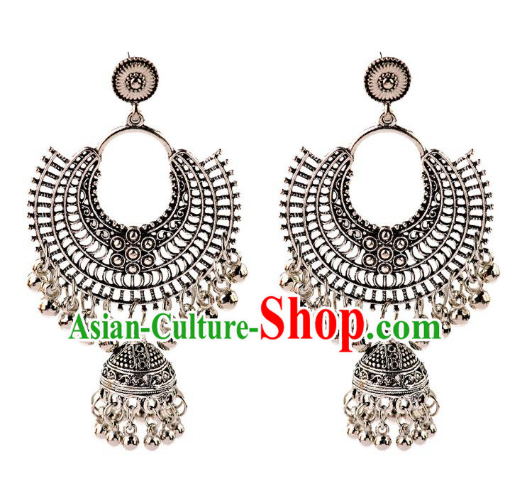 Asian India Traditional Bells Eardrop Asia Indian Tassel Earrings Belly Dance Jewelry Accessories for Women