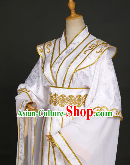 Traditional Chinese Cosplay Chivalrous Knight White Costumes Ancient Royal Prince Xie Lian Garment Swordsman Clothing for Men