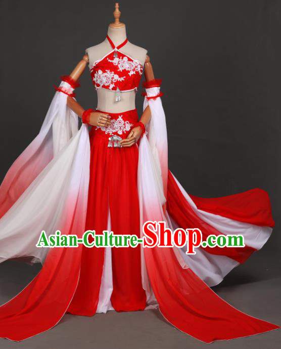 Traditional Chinese Cosplay Goddess Red Hanfu Dress Costumes Ancient Fairy Princess Clothing Classical Dance Apparel for Women