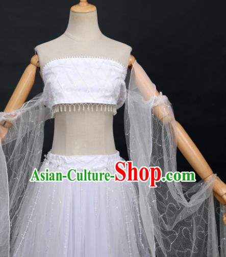 Traditional Chinese Cosplay Fairy Classical Dance White Hanfu Dress Costumes Ancient Female Swordsman for Women