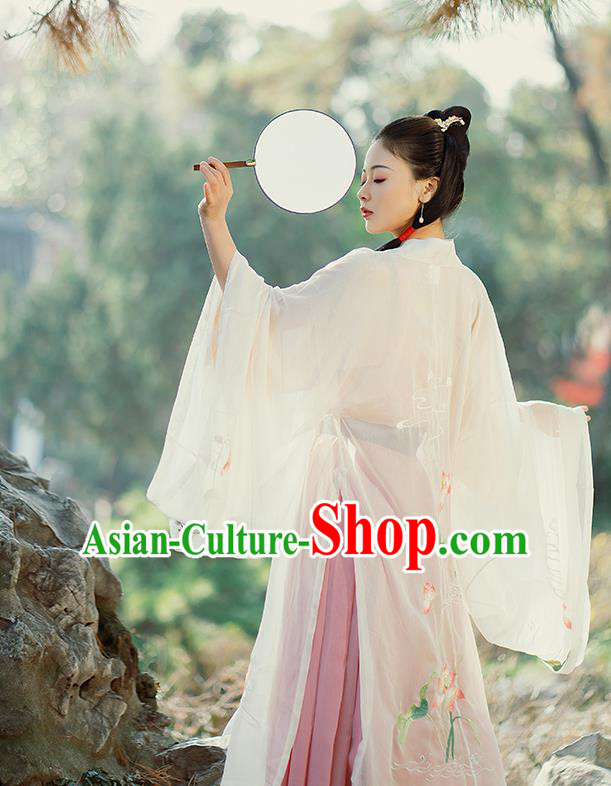 Traditional Chinese Tang Dynasty Noble Princess Costumes Ancient Palace Lady Hanfu Dress Embroidered Cape Blouse and Skirt Full Set