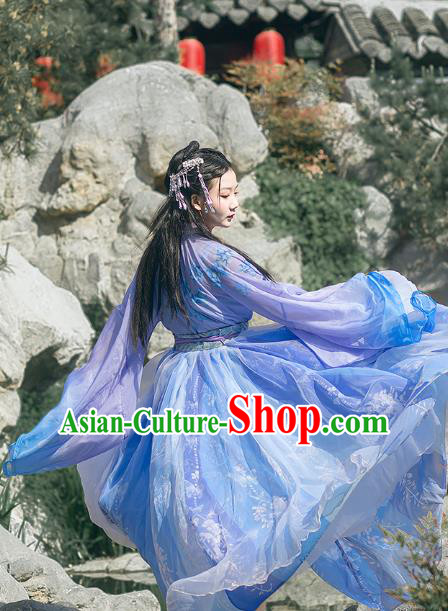 Traditional Chinese Tang Dynasty Royal Princess Costumes Ancient Goddess Purple Hanfu Dress Full Set for Women