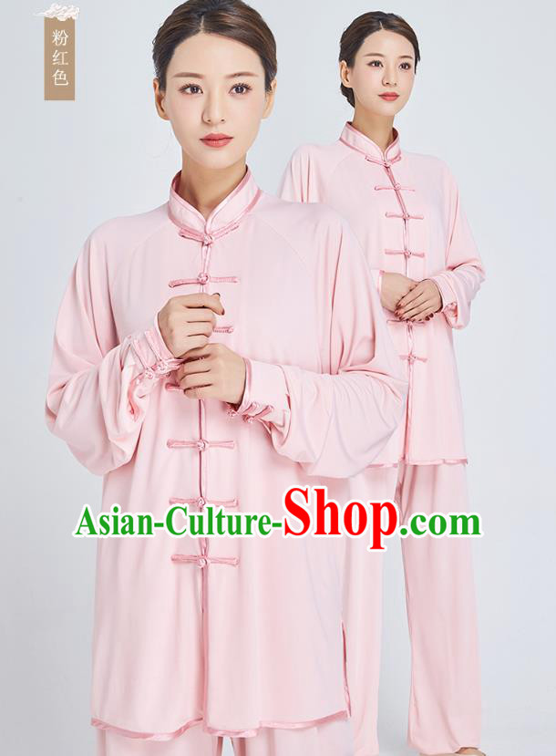 Professional Kung Fu Training Pink Milk Fiber Uniforms Martial Arts Shaolin Gongfu Costumes Tai Ji Clothing for Women