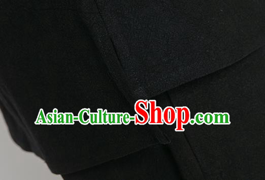 Asian Chinese Traditional Black Flax Shirt and Black Pants Martial Arts Costumes China Kung Fu Outfits for Men