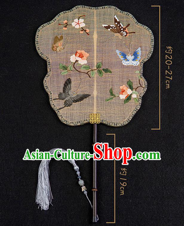 China Classical Hanfu Fan Handmade Palace Fan Traditional Ancient Princess Embroidered Butterfly Silk Fan