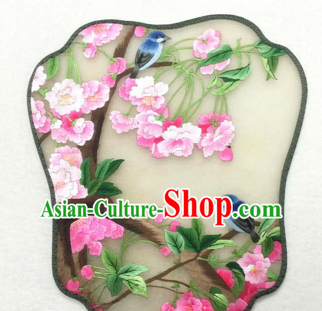 China Handmade Suzhou Embroidered Begonia Silk Fan Traditional Palace Fan Classical Dance Hanfu Fan
