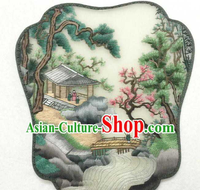 China Traditional Handmade Suzhou Embroidered Paysage Silk Fan Classical Dance Palace Fan