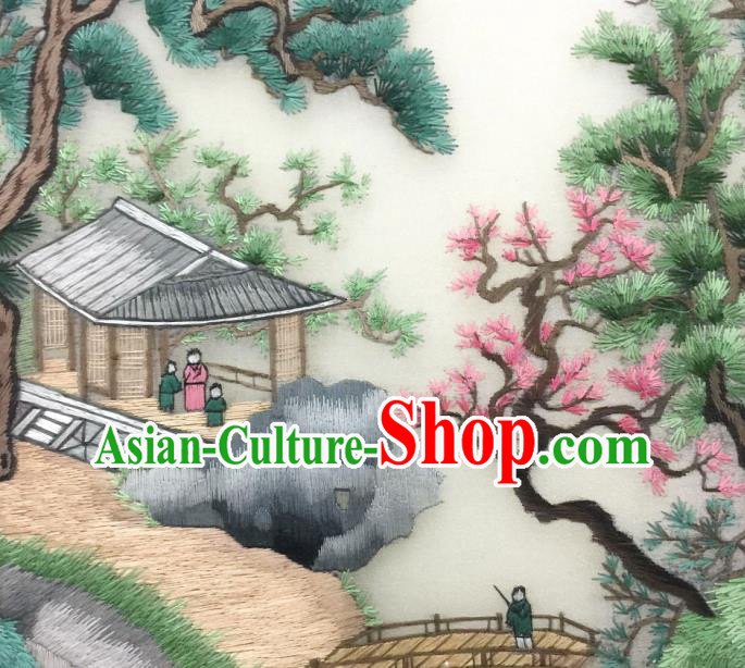 China Traditional Handmade Suzhou Embroidered Paysage Silk Fan Classical Dance Palace Fan