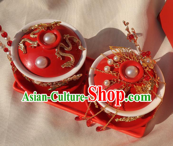 China Handmade Red Cups Traditional Wedding Tea Cups
