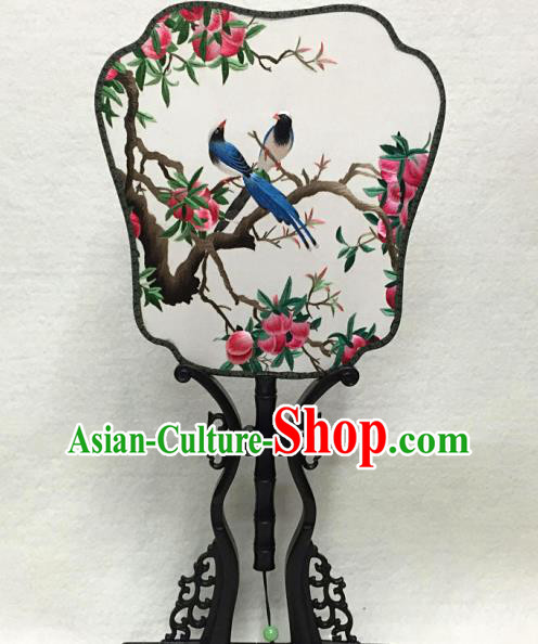 China Embroidered Peach Palace Fan Traditional Hanfu Fan Handmade Classical Dance Silk Fan