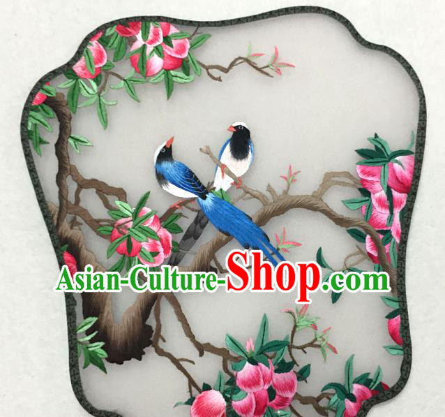 China Embroidered Peach Palace Fan Traditional Hanfu Fan Handmade Classical Dance Silk Fan
