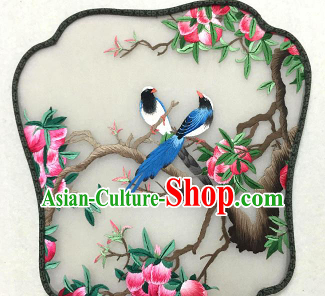 China Embroidered Peach Palace Fan Traditional Hanfu Fan Handmade Classical Dance Silk Fan