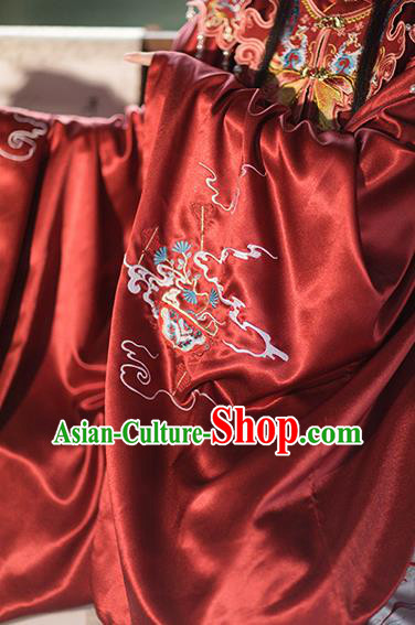 China Ancient Ming Dynasty Royal Princess Historical Clothing Traditional Hanfu Red Gown and Skirt Full Set