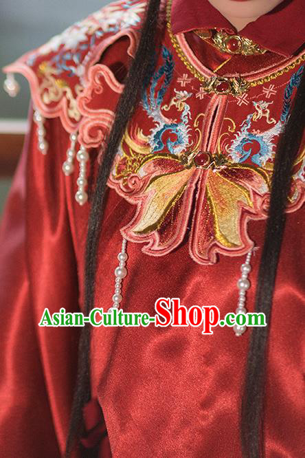 China Ancient Ming Dynasty Royal Princess Historical Clothing Traditional Hanfu Red Gown and Skirt Full Set