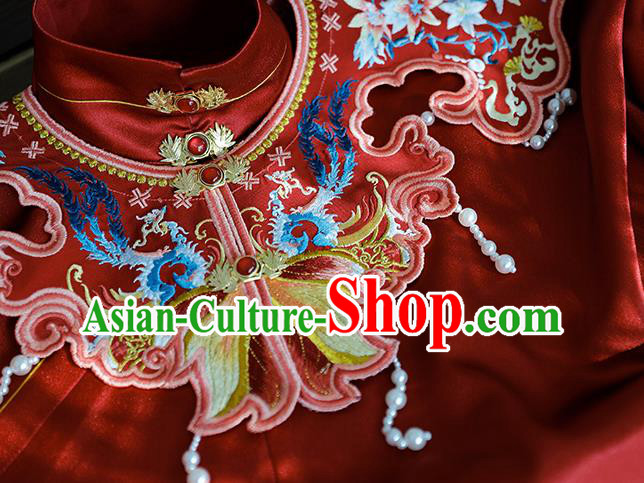 China Ancient Ming Dynasty Royal Princess Historical Clothing Traditional Hanfu Red Gown and Skirt Full Set