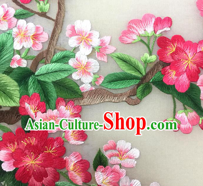 Handmade China Palace Fan Traditional Hanfu Circular Fan Embroidered Begonia Silk Fan