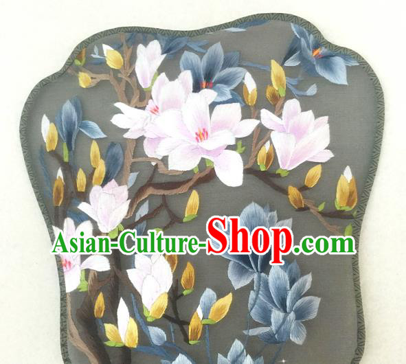 China Classical Dance Palace Fan Traditional Hanfu Fan Handmade Embroidered Mangnolia Silk Fan