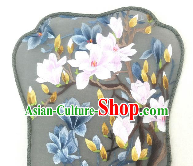 China Classical Dance Palace Fan Traditional Hanfu Fan Handmade Embroidered Mangnolia Silk Fan