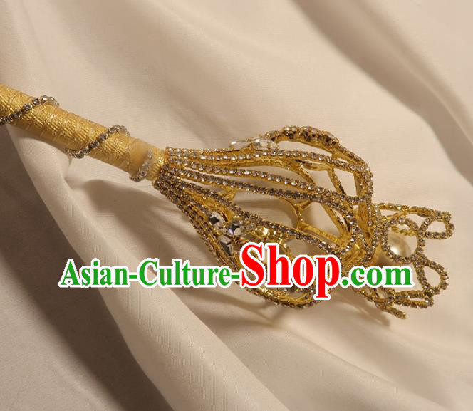 Handmade Bride Golden Cane Top Grade Wedding Bridal Bouquet Queen Sceptre