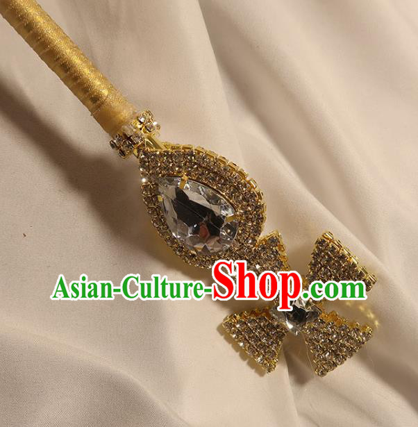 Handmade Queen Golden Crystal Sceptre Bride Royal Crown Cane Top Grade Wedding Bridal Bouquet