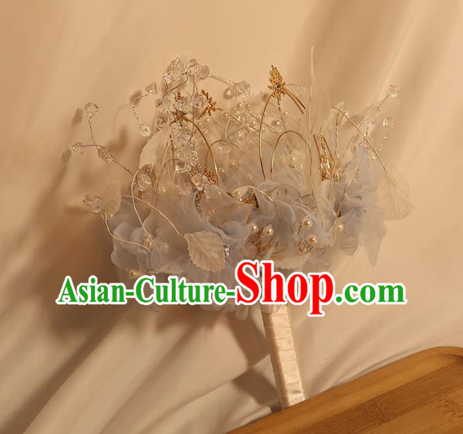 Handmade Queen Sceptre Top Grade Wedding Bridal Bouquet Bride Blue Silk Flowers Cane