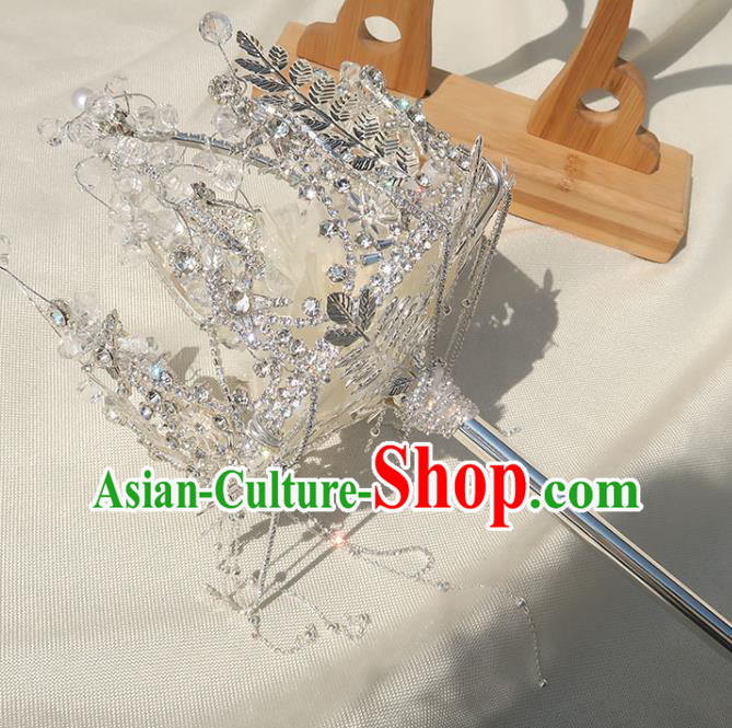 Top Grade Wedding Crystal Bridal Bouquet Handmade Baroque Queen Sceptre Bride Cane
