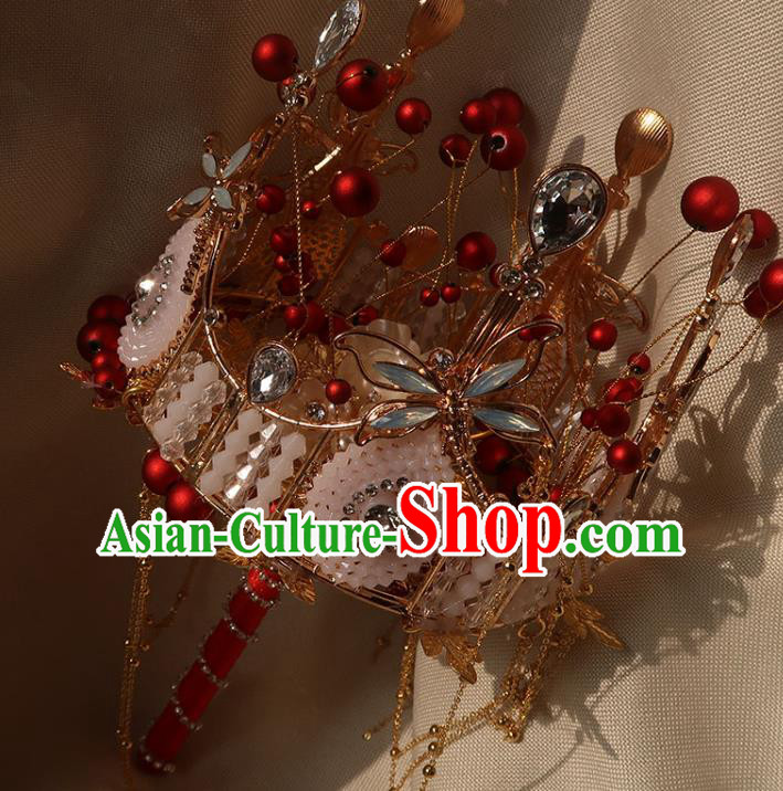 Top Grade Wedding Bridal Bouquet Handmade Bride Opal Dragonfly Cane Baroque Queen Red Sceptre
