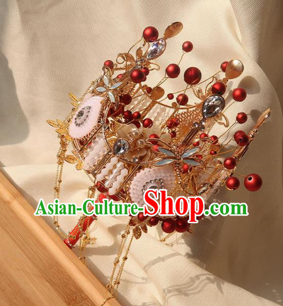 Top Grade Wedding Bridal Bouquet Handmade Bride Opal Dragonfly Cane Baroque Queen Red Sceptre