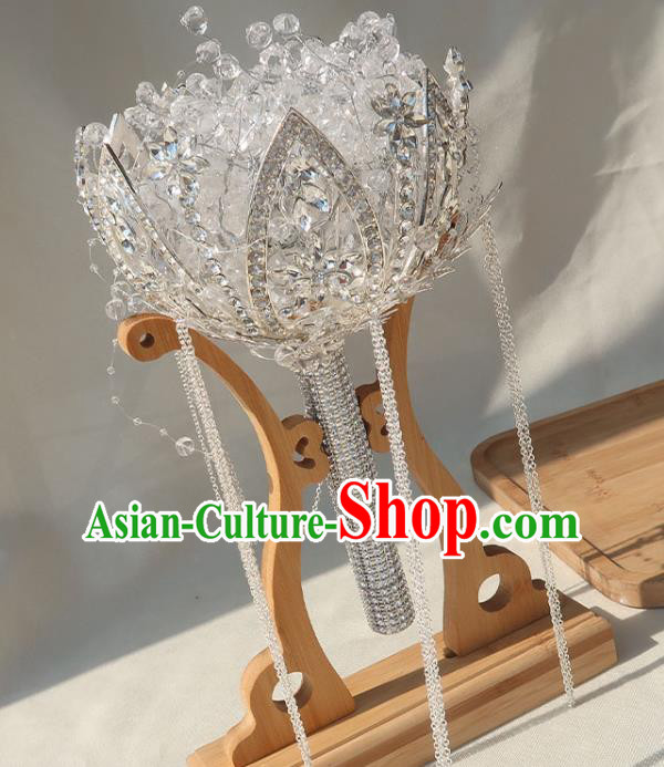 Top Grade Wedding Bridal Bouquet Handmade Baroque Queen Argent Sceptre Bride Crystal Cane