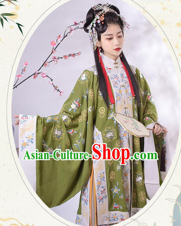 Traditional China Ming Dynasty Patrician Lady Historical Clothing Ancient Young Beauty Embroidered Hanfu Costumes